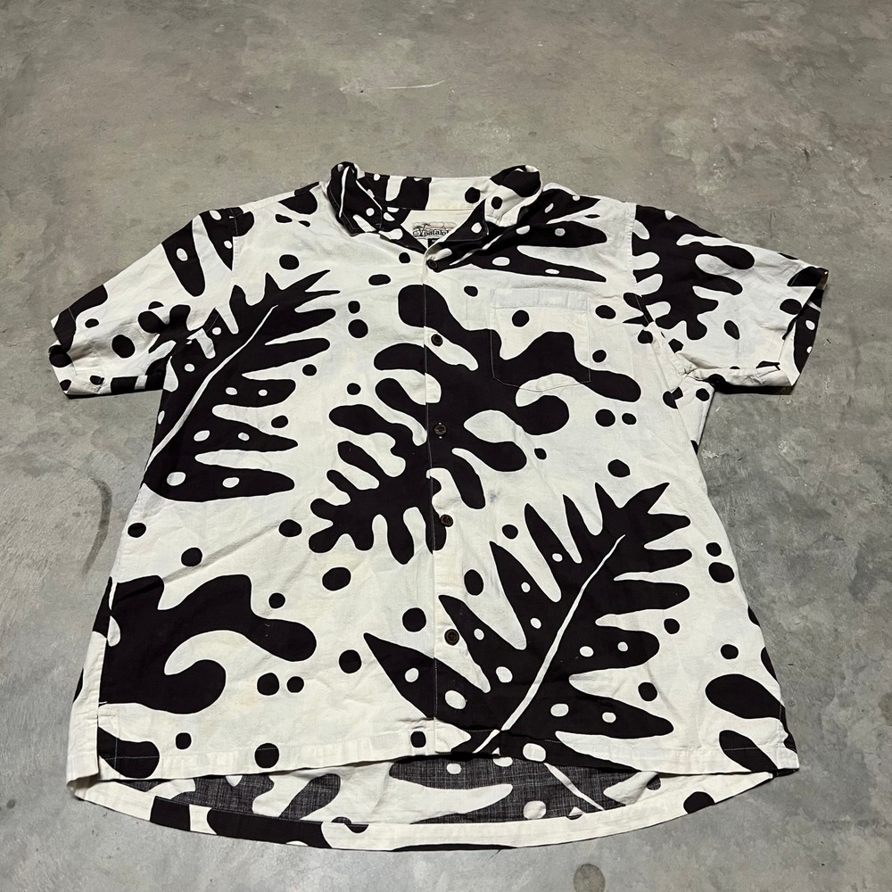 Patagonia Pataloha Mens XXL Short Sleeve Organic Cotton Shirt Black White 52566